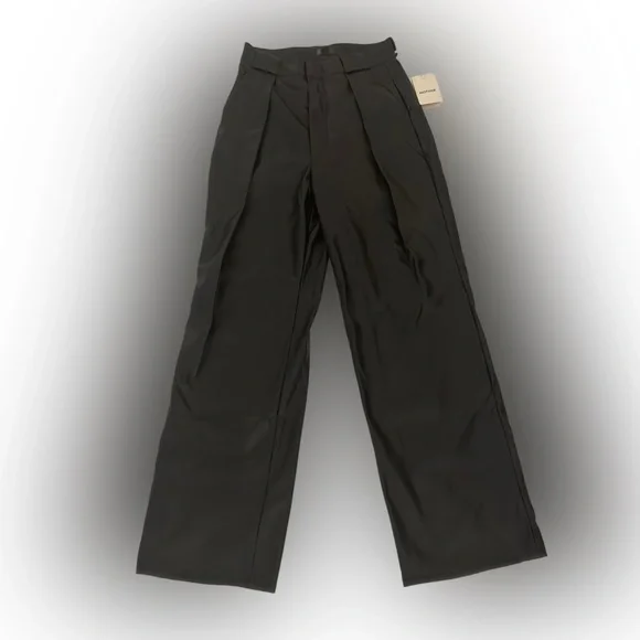 NWT Mother The High Waisted Tunnel Vision Sneak Wide Pleated Pants Faux Leather - Picture 5 of 12